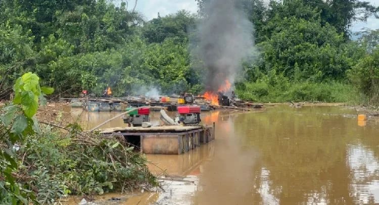 W/R: Military destroys hidden galamsey settlement of over 10,000 residents