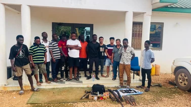 Police crack down on illegal mining, 26 arrested in major galamsey bust near Samreboi